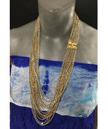 Vintage Crown Trifari Goldtone Silvertone Multi Double Link Chains Neckl... - $60.75