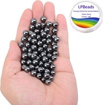 LPBeads 100PCS 8mm Natural Hematite Beads with Crystal Stretch Cord - £7.87 GBP