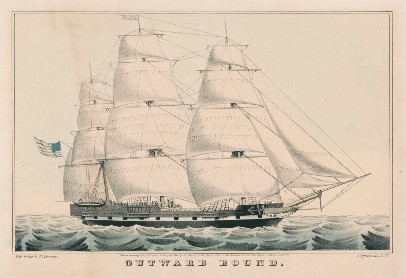 14240.Decoration Poster print.Room home wall art design.American flag sailboat