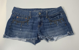 American eagle women’s size 4 studded cut off denim jean shorts M12 - £12.78 GBP