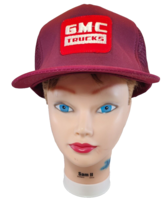 Vintage GMC Trucks Patch Red Mesh Trucker Hat Snapback Young An Adjustable - £23.21 GBP