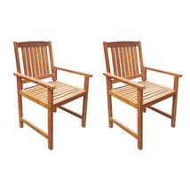 Outdoor Garden Porch Set Of 2 Wooden Patio Brown Chairs Seats Solid Acac... - £143.81 GBP