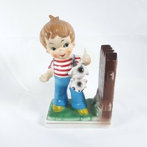 Mean Boy With Puppy and Fence Bookend Enesco Vintage - £14.23 GBP