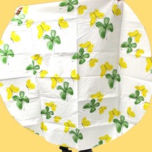 Vintage Vera Yellow &amp; Green 1970s Tablecloth 29&quot; Round Vinyl Butterflies... - $38.61