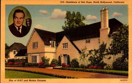 Linen POSTCARD- Residence Of Actor Bob Hope, North Hollywood, Ca BK56 - £3.56 GBP