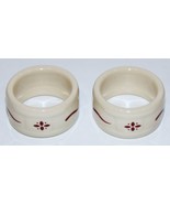 PAIR OF LONGABERGER POTTERY WOVEN TRADITIONS RED NAPKIN RINGS - €21,55 EUR