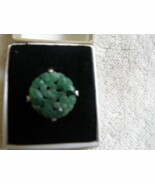 Vintage Chinese Japanese Sterling Silver Apple Green rnd Jade Jadeite Ri... - $366.82 CAD