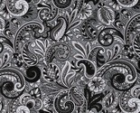 Cotton Paisley Sorbet Gray Black White Grey Design Fabric Print by Yard ... - £8.59 GBP