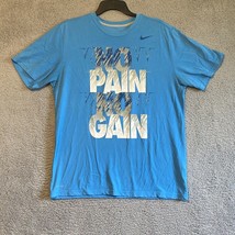 Know Pain Know Gain Blue Nike Dri Fit Graphic Tee Men&#39;s Large - $8.17