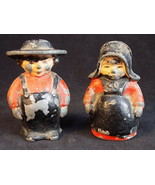 Cast Iron Amish Couple Salt and Pepper Shakers Vintage Hand Painted Set - £4.74 GBP