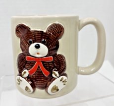Vintage Otagiri Wicker Teddybear Coffee Mug Hand Painted Great Shape - $18.32