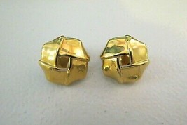 Monet Clip Earrings Luxury Gold Plated Smooth Wide Ribbon Design 1" Open Center - $15.99