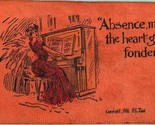 Leather Postcard Comic Absence Makes The Heart Grow Fonder Signed HG Zinn - $16.00
