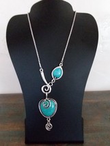 Howlite Turquoise Vintage Charm Heart Bib Collar Pendant Necklace  - £15.77 GBP