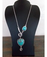 Howlite Turquoise Vintage Charm Heart Bib Collar Pendant Necklace  - $19.95