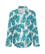Mondxflaur Green Palm Leaf Women Long Sleeve Shirt Summer Elegant Fashio... - $452.14 MXN