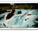 Salmon Leaping Falls Ketchikan Alaska AK UNP Linen Postcard O18 - $2.92
