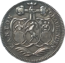 Rara medalla cantonal suiza - 10 batzen grises 1825 re-strike - $18.55 CAD