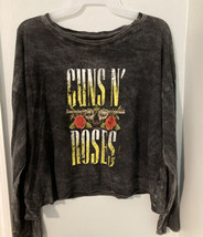 “Guns &amp; Roses” Women’s Long Sleeve Size Medium Cropped Tee. Rare. - $28.99