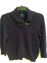 Chaps Womens Petite Large Purple Pullover Long Sleeve Sweater with Buckle Cotton - £3.14 GBP