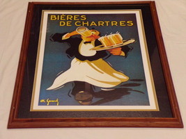 Bieres De Chartres Beer Waiter HUGE 25x33&quot; Framed Poster Art - £118.26 GBP