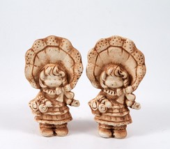 2 Lil Bo Peep Bonnet Girl Figurines Ceramic 3.75&quot; tall Vintage - £7.83 GBP