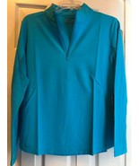 NWT IBKUL SOLID VIVID TURQUOISE Long Sleeve Mock Golf Shirt - S M L XL &amp;... - $1,430.40 MXN