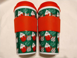 2 pc Let it snow Christmas Holidays Coffee Cocoa Cups Tumbler Plastic Li... - £10.99 GBP