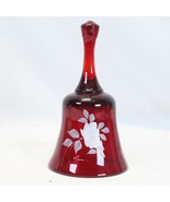 Fenton Art Glass Bell Ruby Red w/Love &amp; White HP Roses  Signed FREDA HUB... - $800.75 MXN