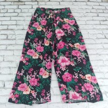 Boom Boom Jeans Pants Womens Medium Black Floral Palazzo Tie Waist Tropi... - £15.97 GBP