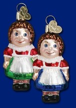 Old World Christmas mini rag doll toy glass Ornament  44057 2 3/4” set of 2 - $227.26 MXN