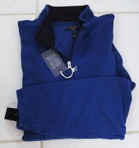 CLUB ROOM CLASSIC Fleece Jacket Pullover Coat 100% Poly Royal Blue Black... - £22.81 GBP