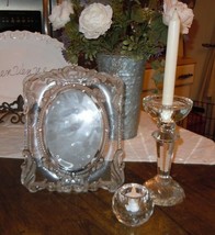Mikasa Frosted Glass Picture Frame &amp; Sorelle/Oleg Cassini Crystal Candle Holder - £39.95 GBP