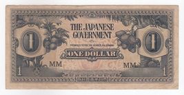 One Dollar, Japanese Malaya Occupation, MM Series - WWII, Banknote, XF - $10.27