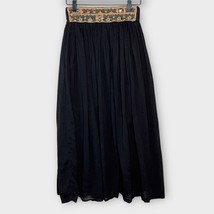 VINTAGE Pier One gauze flowy pull on black midi skirt embellished waist ... - $35.00