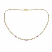 ANGARA Baguette Amethyst Curb Link Chain Necklace in 14K Gold (Grade-A S... - £1,097.08 GBP