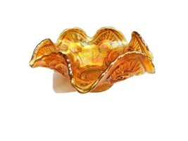 Vintage Imperial Carnival Glass Twins Marigold 6in Ruffled Berry Bowl Cir 1900 - £37.12 GBP