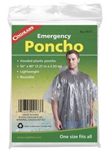 Coghlans Emergency Lightweight Reusable Hooded Rain Poncho 50&quot; X 80&quot; - £4.52 GBP