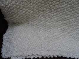 White Hand Knitted Crochet Baby Blanket - $14.85