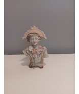 Vintage Bust Ruffled Man / Boy Bisque Porcelain Figurine 6.5&quot; Tall Japan - $44.55