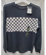 Boys Medium 8/10 Black Long Sleeve T-Shirt With Checkered Chest Art Class - $15.10 CAD