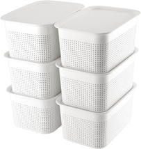 Set Of 6 Areyzin Plastic Storage Bins With Lids For Organizing Container Lidded - £34.01 GBP