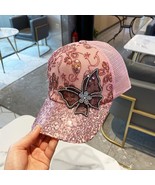 Rhinestone Butterfly Baseball Cap Female Sequined Flower Breathable Net ... - $13.50