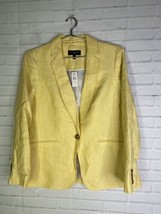 NEW Talbots Linen Blazer Jacket One Button Lined Yellow Womens Petite Si... - £77.40 GBP