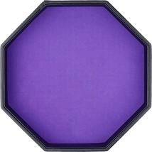 Dice Rolling Tray Purple Felt Lined PU Leather Octagon Dice Tray for Dungeon Cra - £42.76 GBP