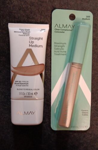 Primary image for 2 Pc Almay Makeup 300 Straight Up Medium Foundation / Concealer (MK1/10)