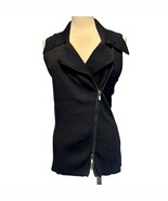 Cache Black 2 WAY Diagonal Rhinestone ZIPPER Rib Knit Top Wayne Rogers - $57.43 CAD
