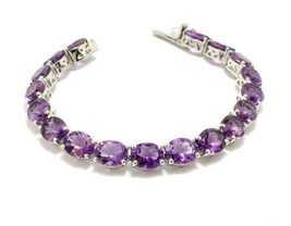 8x10 mm Oval Amethyst Bracelet 925 Silver Amethyst Tennis Bracelet Purple Stone  - £94.73 GBP