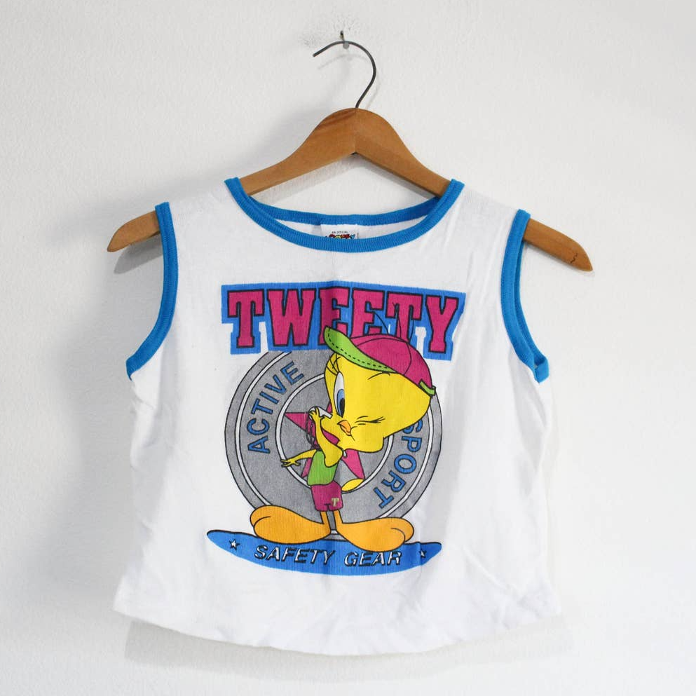 Vintage Kids Warner Brothers Looney Tunes Tweety Tank Top Medium - $17.42