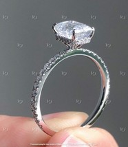 2Ct Emerald Simulated Moissanite Solitaire Engagement Ring 14K White Gold Plated - £39.45 GBP